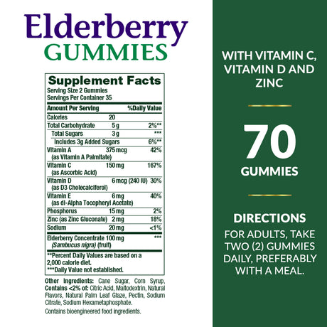 Nature'S Bounty Elderberry Immune Support Gummies, 100 Mg, 70 Ct