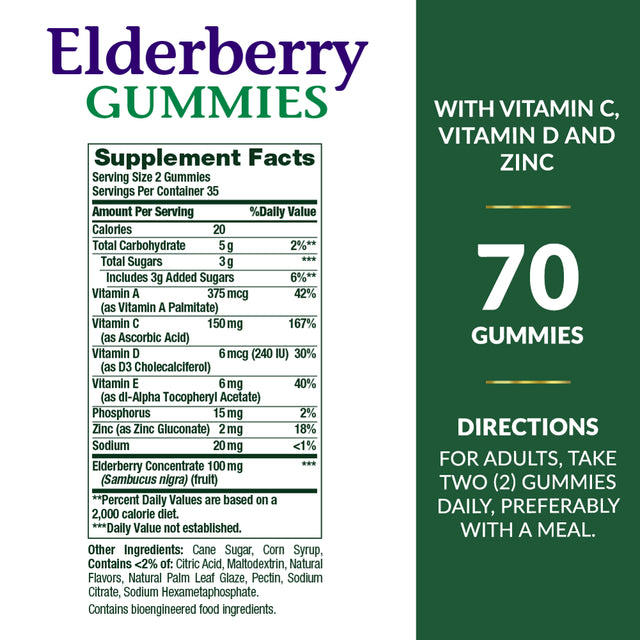 Nature'S Bounty Elderberry Immune Support Gummies, 100 Mg, 70 Ct