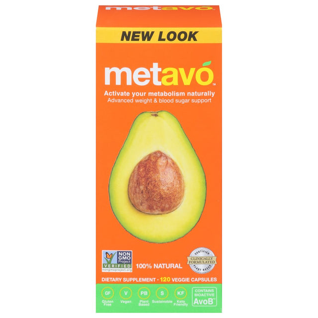 Metavo Natural Metabolism Support | Control Sugar Cravings | Diabetes Support | Avocado Supplement | Vegan, Gluten-Free, Non-Gmo, Zero Added Sugar | Keto Diet | 120 Capsules