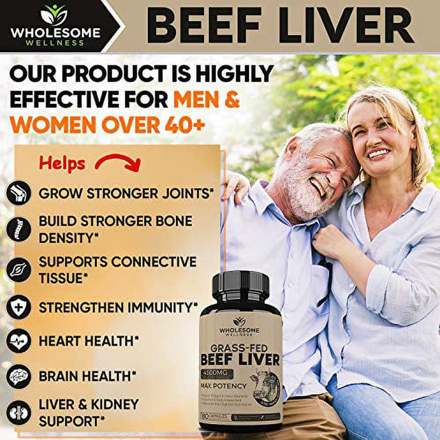 Grass Fed Desiccated Beef Liver Capsules (180 Pills, 750Mg Each) - Natural Iron, Vitamin A, B12 for Energy - Humanely Pasture Raised Undefatted in New Zealand without Hormones or Chemicals