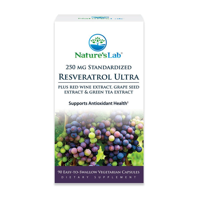 Nature'S Lab Resveratrol Ultra - 90 Count (3 Month Supply) - Antioxidant Supplement* - 250Mg Trans-Resveratrol, Red Wine Extract, Green Tea Extract- Non-Gmo, Gluten Free, Vegan