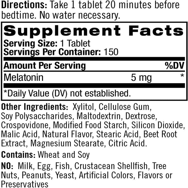 Natrol, Melatonin, Fast Dissolve, Extra Strength, Strawberry, 5 Mg, 150 Tablets