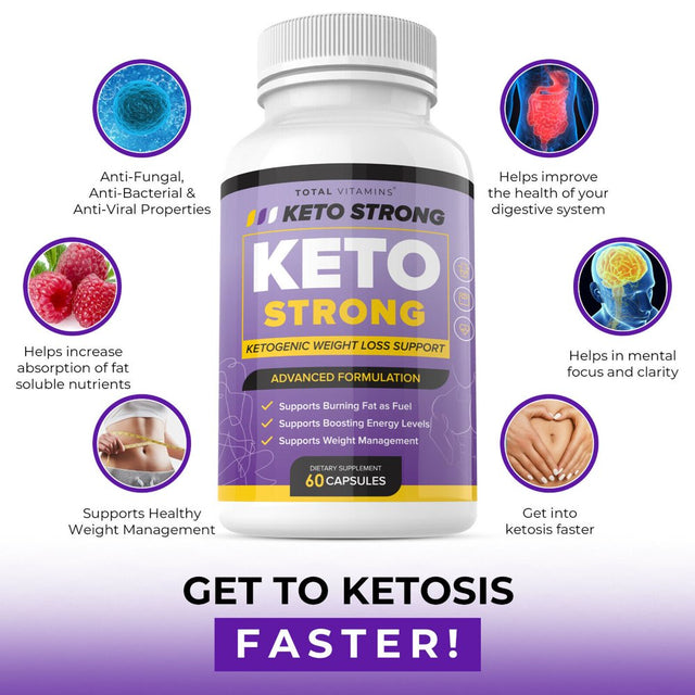 Keto Strong Pills Advanced Weight Loss Diet 800Mg Keto Burn GT BHB Ketones 60 Capsules 2PACK