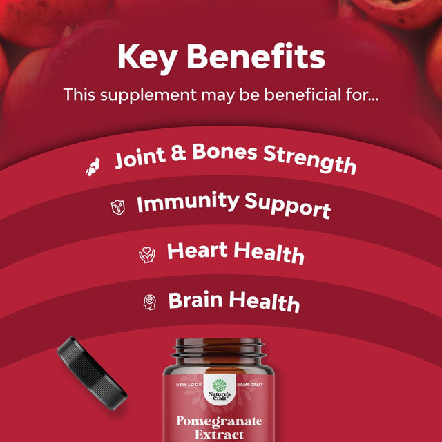 Advanced Antioxidant Superfood Pomegranate Supplement - Natural Pomegranate Extract Polyphenols Supplement for Heart Health and Joint Support - Reds Superfood Powder Capsules for Men and Women 180Ct