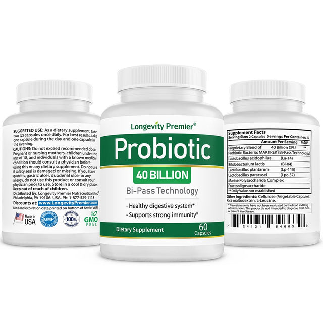 Longevity Daily Probiotics: - Boost Digestive and Colon Health. Supports Immunity