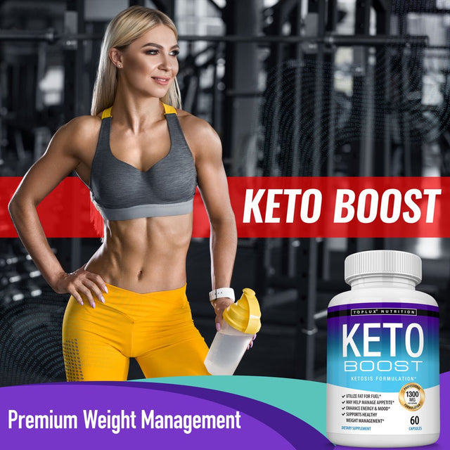 Toplux Keto Boost 1300Mg Keto Diet Pills Ketosis Supplement Support Energy & Focus, Raspberry Ketones 60 Caspules 2X Pack