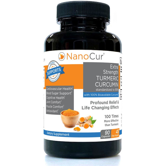 Nanocur Turmeric Curcumin - 90 Count - 100X More Active than Turmeric, 170% More Active than Curcumin + Black Pepper Extract. Joint Support, Relief, and Energy You’Ll Feel. Organic Curcumin