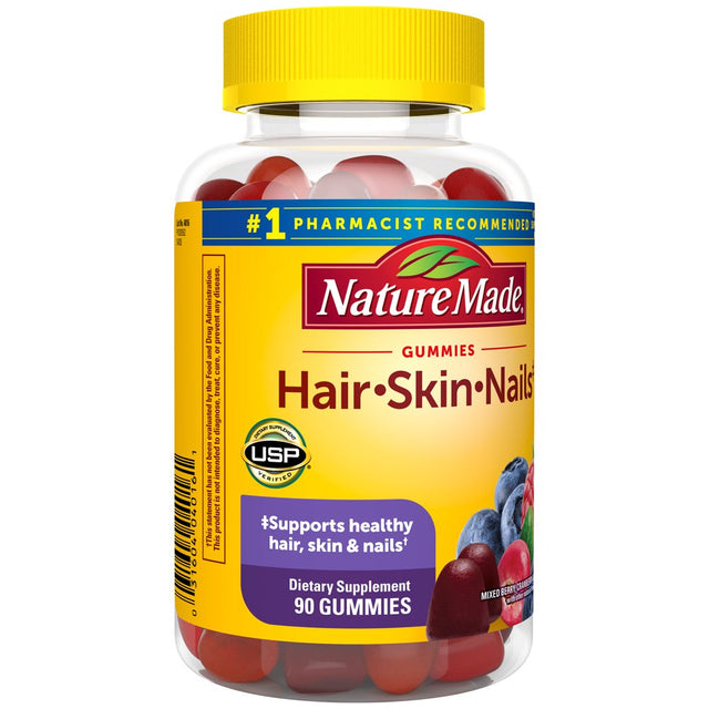 Nature Made Hair Skin and Nails with Biotin 2500 Mcg Gummies, 90 Count