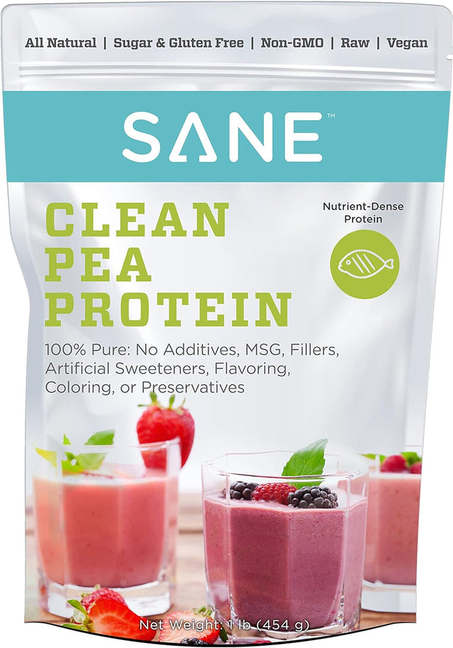 SANE Protein Powder Vegan + Unflavored Raw Pea + 26 Grams of Protein per Serving, Organic Plant Based Vegan Protein Powder, Gluten Free + Cholesterol Free + Soy Free