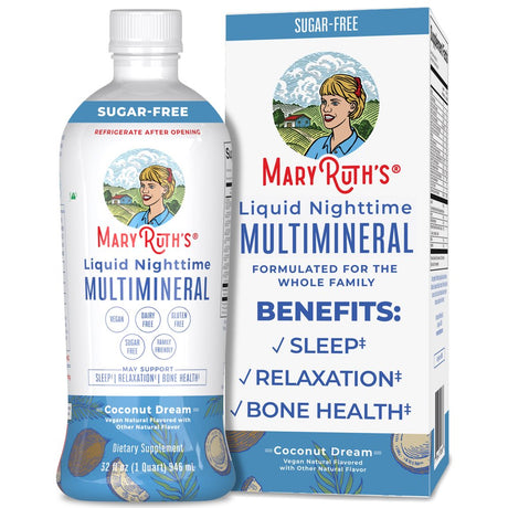 Maryruth Organics | Multimineral Supplement | Sleep Support, Relaxation, Bone Health for Adults & Kids | Coconut Flavor | Vegan | Gluten Free | Sugar Free | 32 Servings