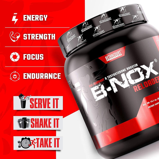 Betancourt Nutrition B-Nox Reloaded Pre Workout | Energy + Focus | Beta Alanine, L-Citrulline, Ashwagandha | 300Mg Caffeine | 20 Servings (Bubble Guns)