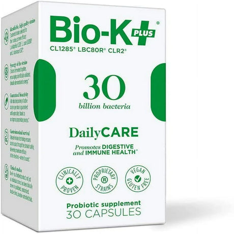 Bio-K + Daily Care Probiotic Supplement 30 Capsules for Adult Men and Women, 30 Billion Active Bacteria, Promotes Immune System & Intestinal Health -Feb24