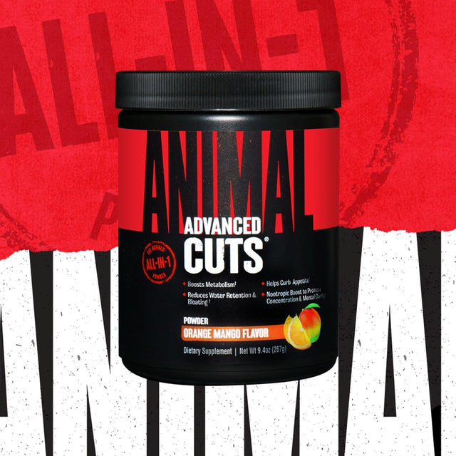 Animal Cuts Powder – Weight Management Supplement – Fat Burner, Metabolic Enhancer with Nootropics, Carnitine, Tyrosine, Diuretic – Orange Mango Flavor, 8.3 Oz, 42 Count