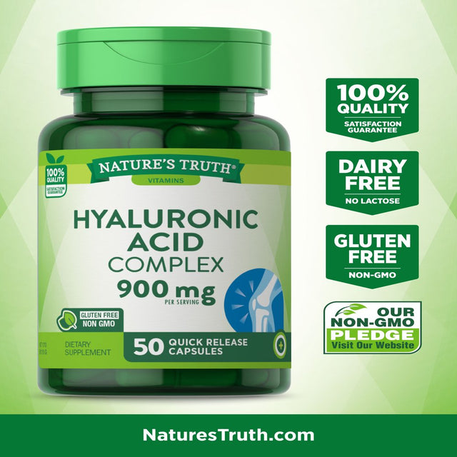 Hyaluronic Acid Supplement | 900Mg | 50 Capsules | Non-Gmo & Gluten Free | by Nature'S Truth