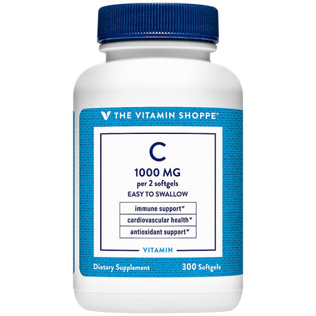 The Vitamin Shoppe Vitamin C 1,000MG, Easy to Swallow, Antioxidant That Supports Immune and Cardiovascular Health (300 Softgels)