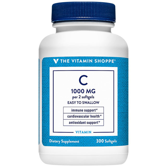 The Vitamin Shoppe Vitamin C 1,000MG, Easy to Swallow, Antioxidant That Supports Immune and Cardiovascular Health (300 Softgels)