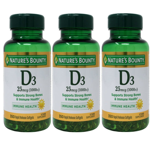 3 Pack - Nature'S Bounty Vitamin D3 1000 IU Softgels, 350 Each