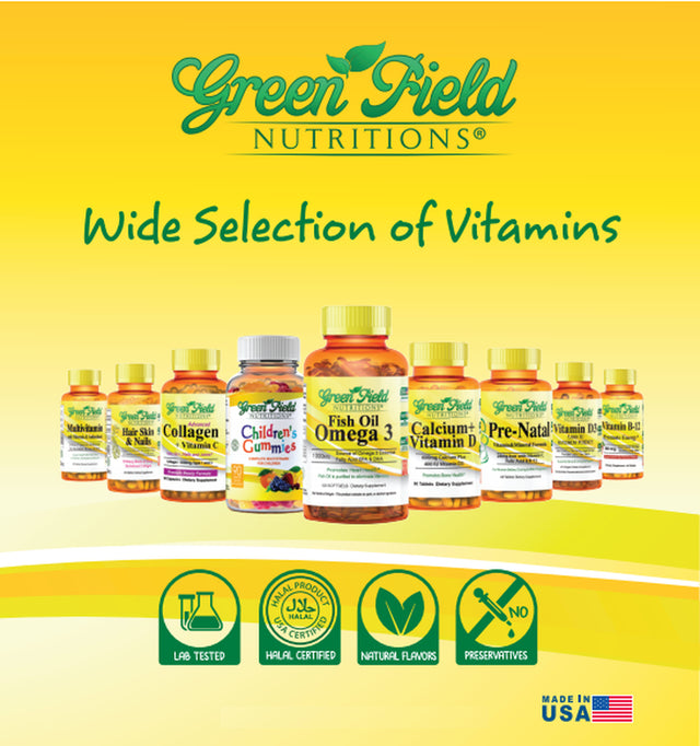 Greenfield Nutritions - Halal Immune System Support for Kids Contains Elderberry with Vitamin C and Zinc, 90 Count