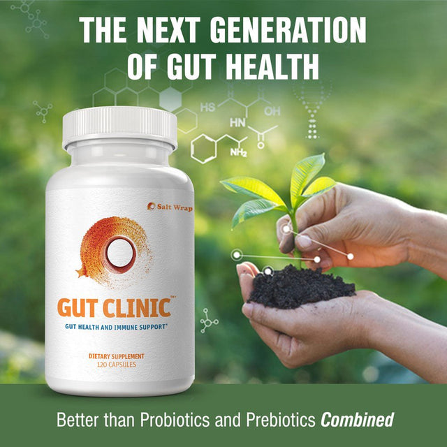 Saltwrap Gut Clinic - 4-In-1 Postbiotic Gut Health and Immune Support for Digestive Symptom Relief