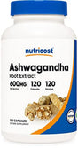 Nutricost Ashwagandha Herbal Supplement 600Mg, 120 Capsules - Vegetarian, Non-Gmo, Gluten Free, Ashwagandha Root