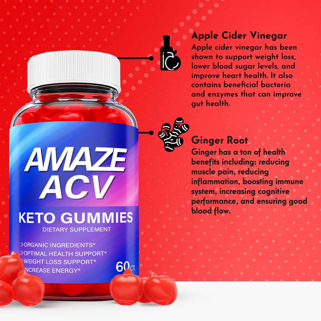 (1 Pack) Amaze Keto ACV Gummies - Supplement for Weight Loss - Energy & Focus Boosting Dietary Supplements for Weight Management & Metabolism - Fat Burn - 60 Gummies