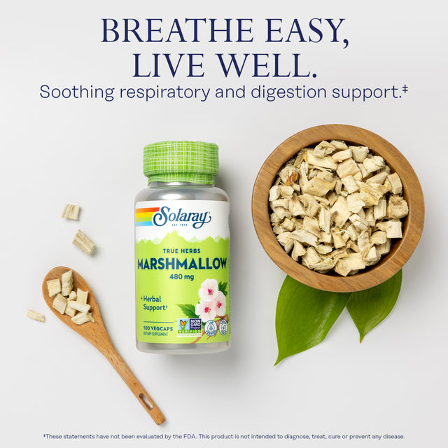 Solaray Marshmallow Root, Healthy Respiratory Function & Digestion Support, Non-Gmo & Vegan | 100 Vegcaps