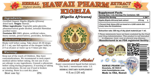 Kigelia (Kigelia Africana) Tincture, Organic Dried Bark Liquid Extract, Sausage Tree, Herbal Supplement 4 Oz