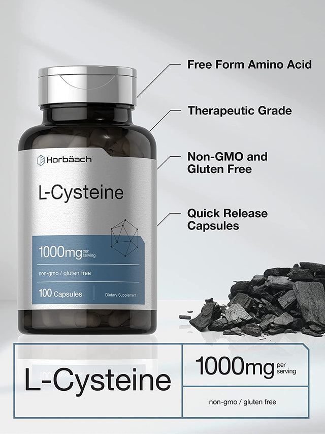 L-Cysteine 1000Mg | 100 Powder Capsules | Non-Gmo, Gluten Free Supplement | by Horbaach