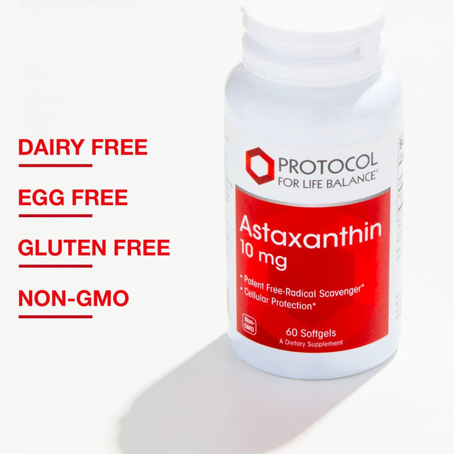 Protocol Astaxanthin 10Mg - Free Radical Quencher, Heart & Eye Health, Immune Support - 60 Softgels