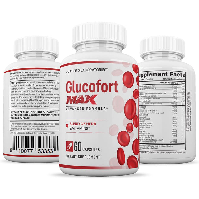 (2 Pack) Glucofort Max Advanced Formula 1295MG 120 Capsules