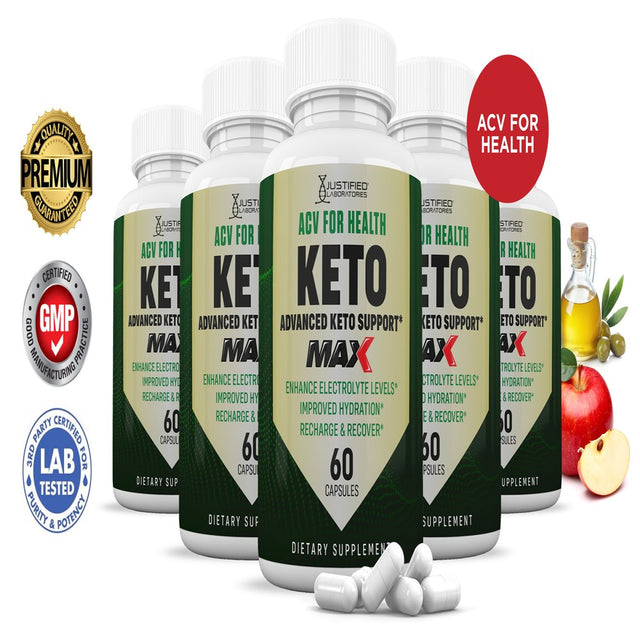 (5 Pack) ACV for Health Keto ACV MAX Pills 1675Mg Dietary Supplement 300 Capsules