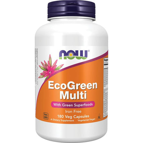 NOW Foods Ecogreen Multi, Iron-Free, 180 Veg Capsules