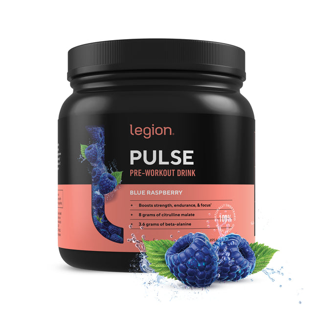 Legion Pulse Pre Workout with Caffeine for Energy, Blue Raspberry, 20 Servings