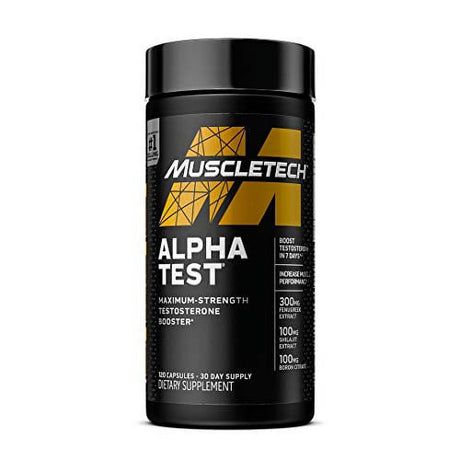 Testosterone Booster for Men | Muscletech Alphatest | Tribulus Terrestris & Boron Supplement | Max-Strength ATP & Test Booster | Daily Workout Supplements for Men, 120 Pills (Package May Var