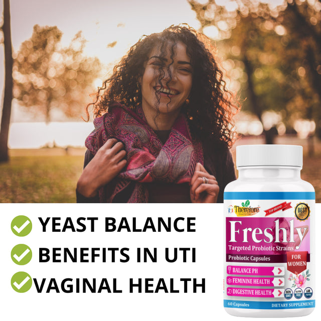 Freshly Probiotics for Women Ph Balance with Prebiotics & Lactobacillus Blend Womens Health Supplement 60 Caps by Therefore