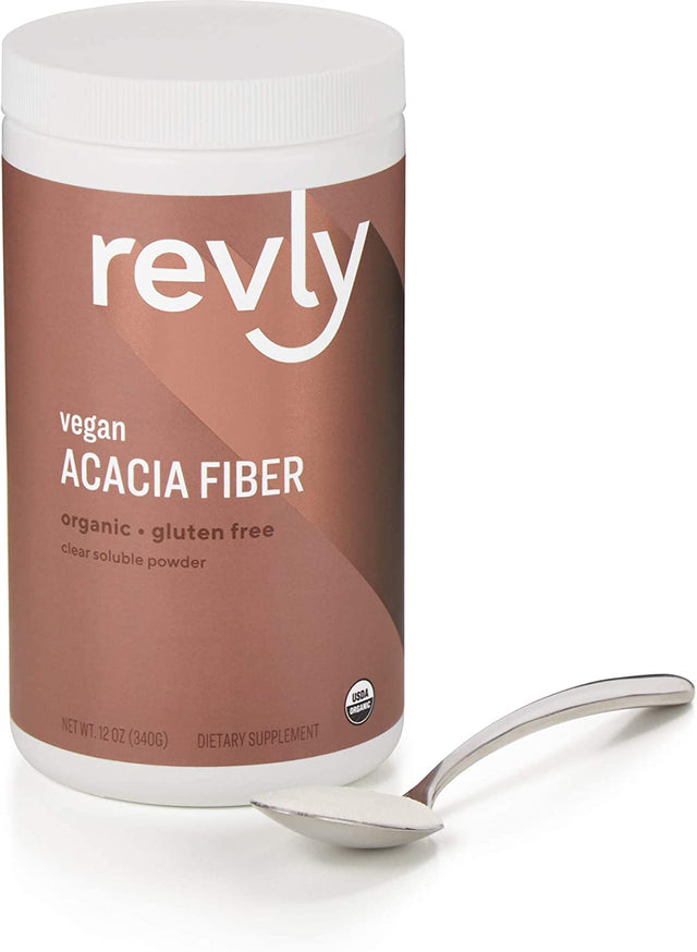 Amazon Brand - Revly Organic Acacia Fiber Powder, Supports Digestive Health, Unflavoured, 12 Ounce, 52 Count, Vegan