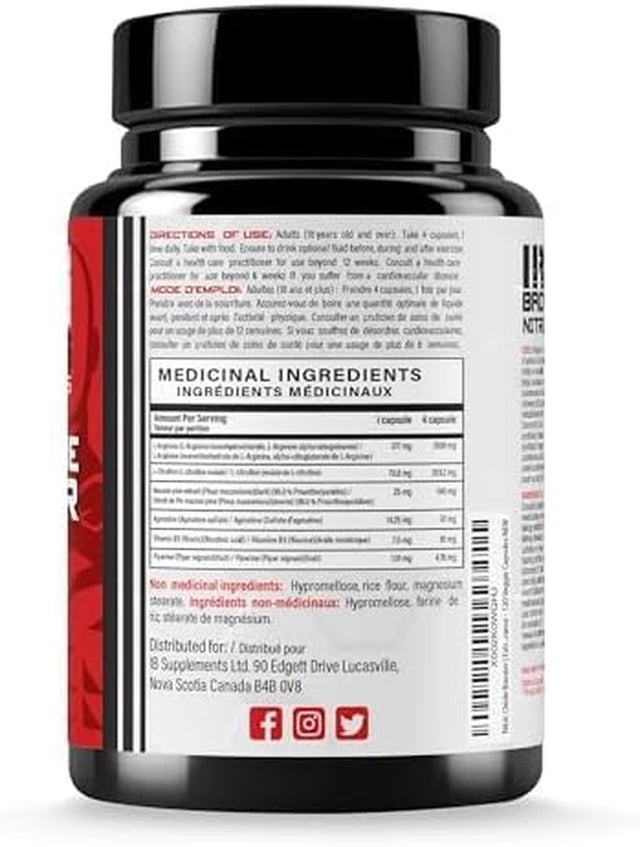 Nitric Oxide Booster | Extra Strength Pumps Supplements | Pre-Workout with L-Arginine | Maximum Blood Flow & Vascularity | Increase Muscle Pumps, Energy & Endurance - 120 Veggie Capsules