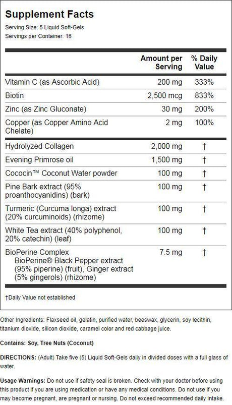 Irwin Naturals Deep Tissue Collagen-Pure with Coconut Water - Intensive Skin Nourishment - 80 Liquid Softgels