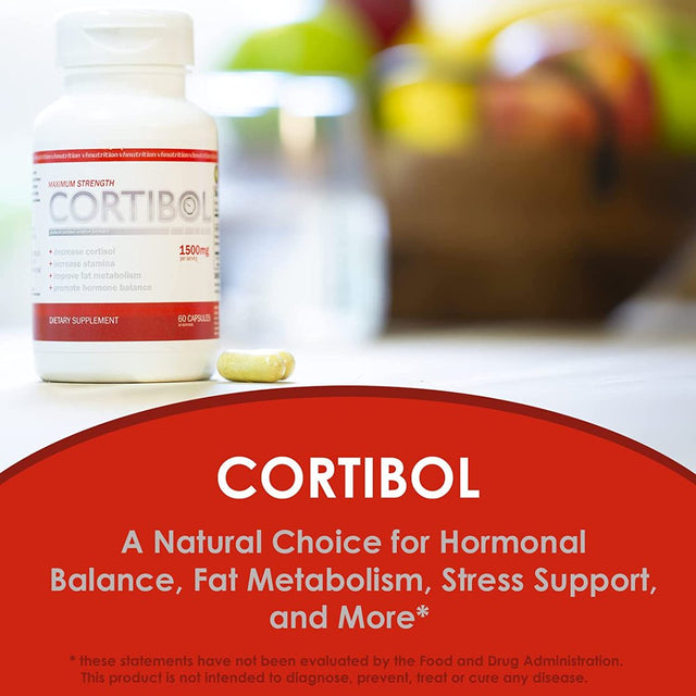 Cortibol Cortisol Manager & Blocker 1500Mg - Adrenal Support Supplement, Ashwagandha, Cordyceps, Rhodiola Rosea, Eurycoma Longifolia Extract - 60 Capsules