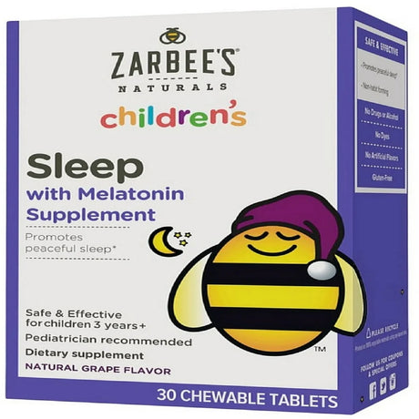 Zarbee'S Naturals Children'S Sleep Chewable Tablets, Grape 30 Ea (Pack of 4)