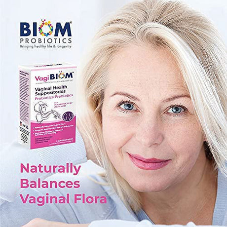 Biom Probiotics Fragrance Free Probiotic Vaginal Suppositories for Women, Ph Balance Suppositories for Vaginal Health , 15 Count