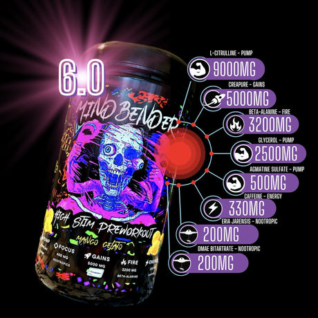 Mindbender High-Stim Pre-Workout W/ Creapure by Project M Supplements - MANGO GELATO