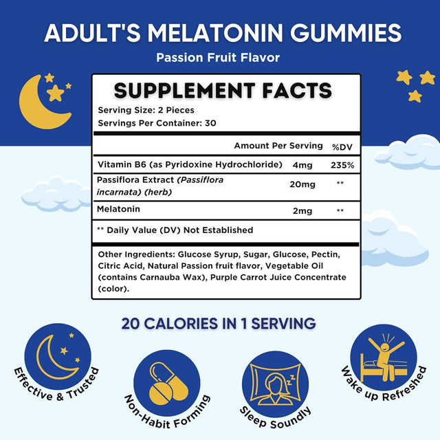 Healblend Sleep Well Gummies with Vitamin B6, Passiflora Extract, Melatonin, 60 Gummies