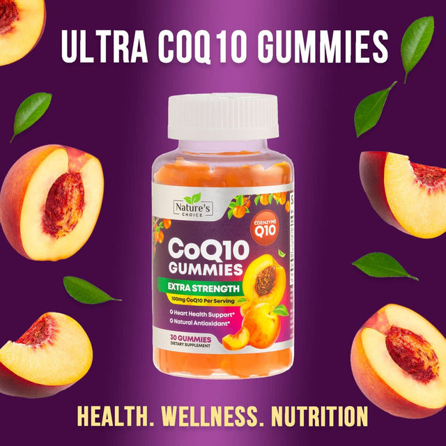 Nature'S Coq10 100Mg Gummies, 3X Better Absorption, Antioxidant for Heart Health Support & Energy Production, Ultra Coenzyme Q10 Vitamins, Coq 10 Supplements, Dietary Supplement, Non-Gmo - 30 Gummies