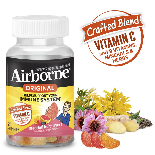 Airborne 750Mg Vitamin C Immune Support Gummies, Assorted Fruit Flavor, 21 Count