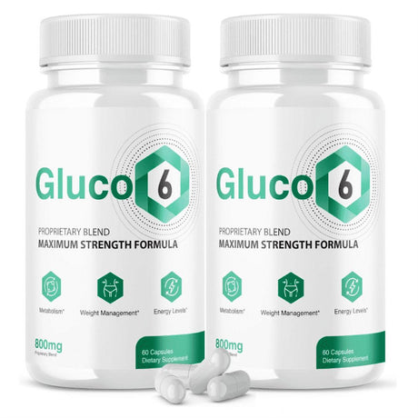 (2 Pack) Gluco6 Supplement Official Formula Gluco 6 Blood Healthy Levels (120 Capsules)