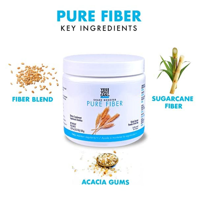 Yes You Can! Shake Booster Pure Fiber, Add to Complete Meal Replacement Shakes or Protein Shakes, Boost Shake with Sugarcane Fiber and Acacia Gums, Protein Shake Booster - Pure Fiber (30 Servings)