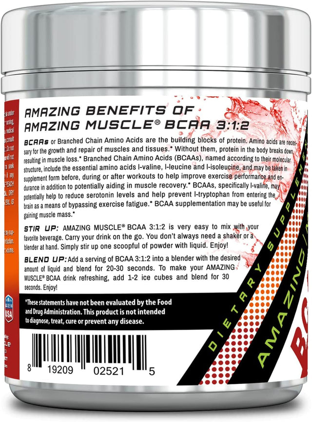 BCAA 3:1:2 Supplement | 6000 Mg per Serving | 60 Servings | Fruit Punch Flavor