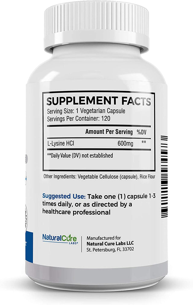 Clean L-Lysine 600Mg, 120 Capsules | Vegan, Non-Gmo, & Gluten Free