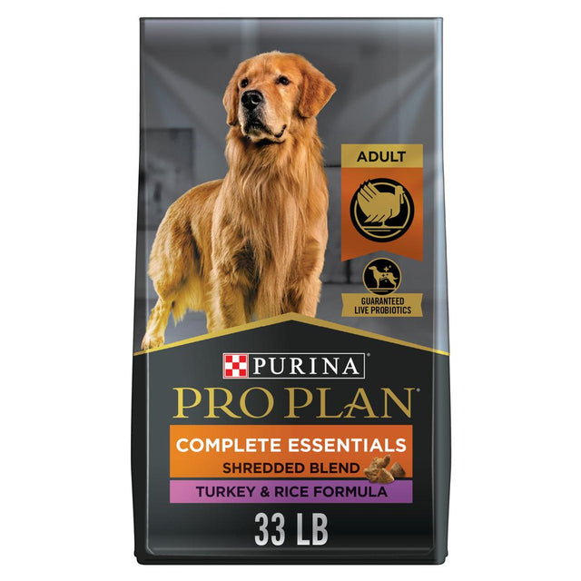 Purina Pro Plan High Protein Dog Food with Probiotics for Dogs, Shredded Blend Turkey & Rice Formula, 33 Lb. Bag